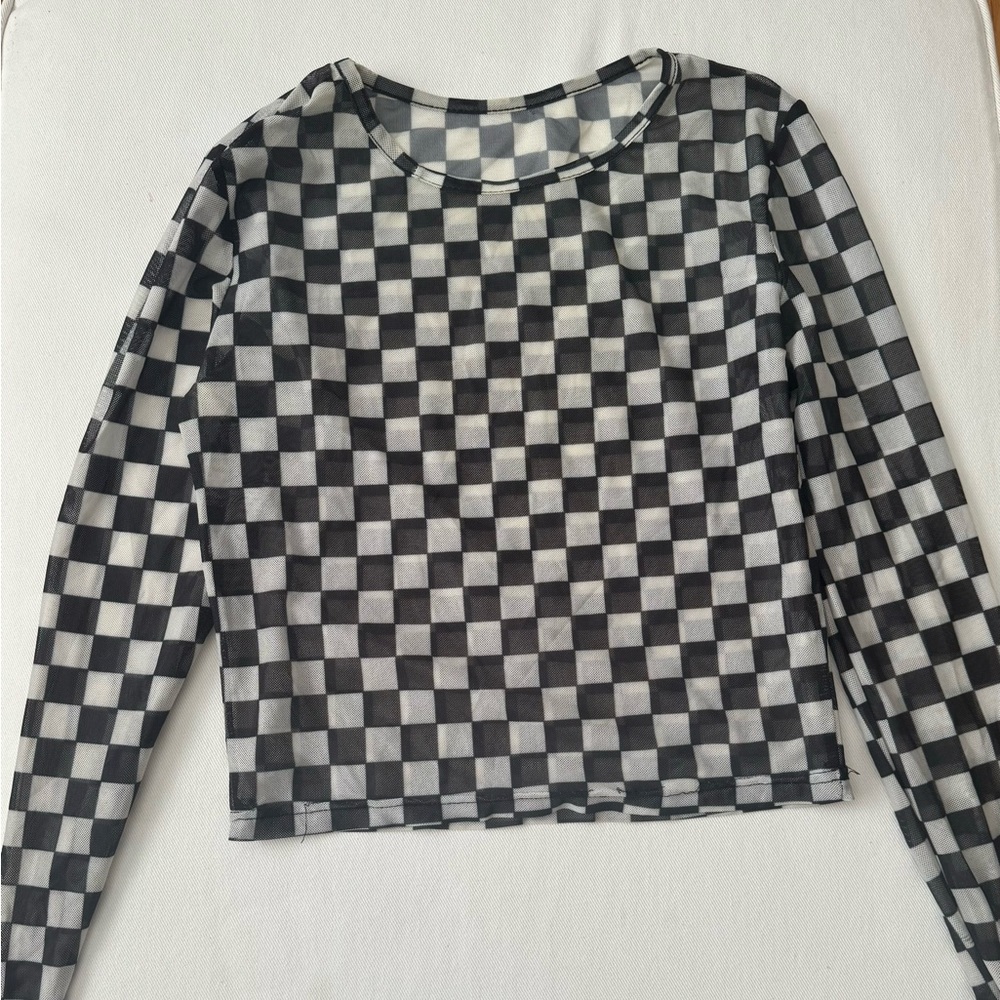 Mesh checkered top!🖤
